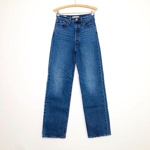 Levi’s premium, rib cage, straight button, fly high rise, jeans